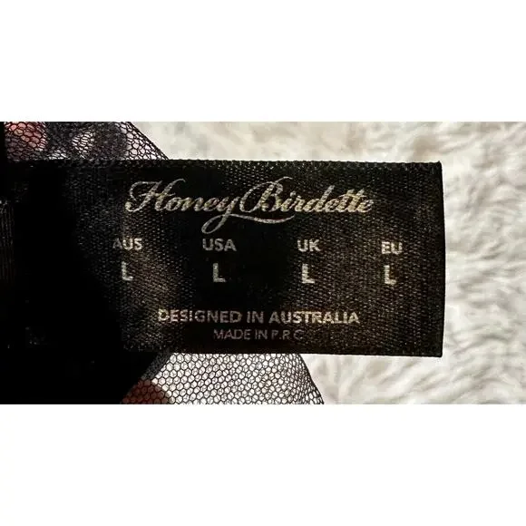 Honey Birdette INDRIA🖤 Black & Gold FULL 3 Piece Set 32H, L Garter, M Thong